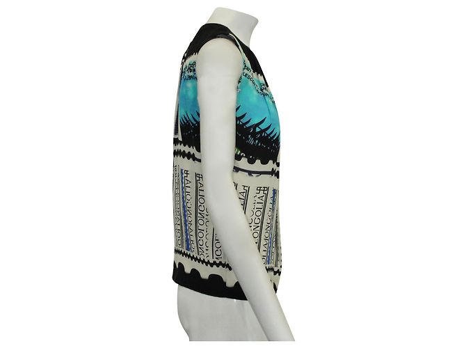 Mary Katrantzou Blusa sin mangas de seda estampada azul - vista 4