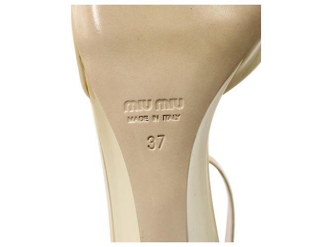 Miu Miu Zeppe aperte in pelle verniciata beige - vista 8