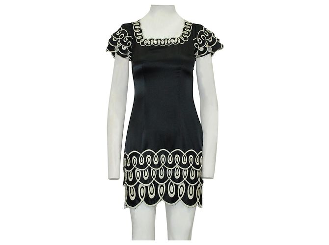 Catherine Malandrino Abito blu navy con ricamo bianco - vista 2