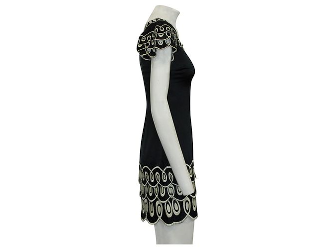 Catherine Malandrino Abito blu navy con ricamo bianco - vista 4