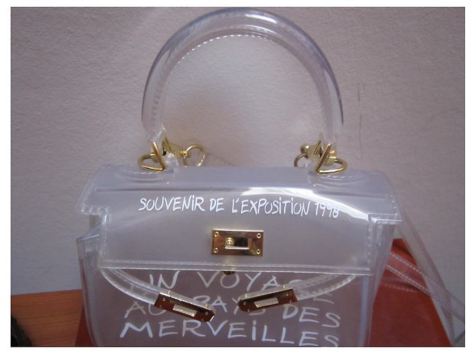 borsa a mano inconnue stile Kelly bianca in vinile trasparente Bianco - vista 3