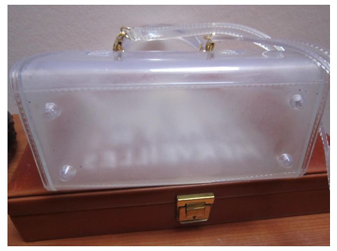 borsa a mano inconnue stile Kelly bianca in vinile trasparente Bianco - vista 5
