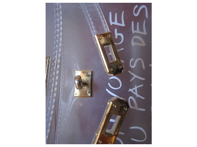 borsa a mano inconnue stile Kelly bianca in vinile trasparente Bianco - vista 9