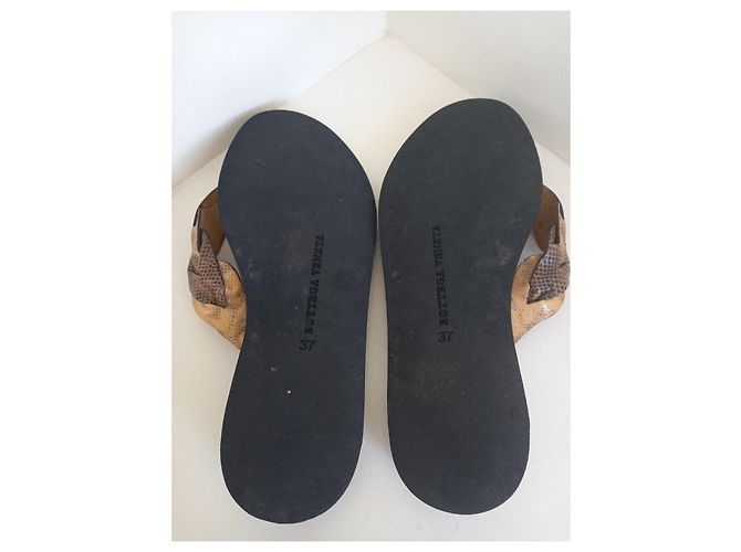 Bottega Veneta Karung Lizard Sandali infradito Marrone Nero Bronzo Caramello - vista 11