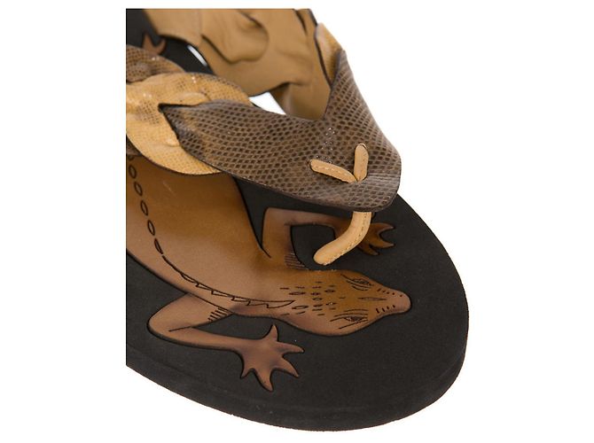 Bottega Veneta Karung Lizard Sandali infradito Marrone Nero Bronzo Caramello - vista 3
