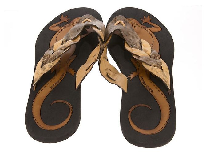 Bottega Veneta Karung Lizard Sandali infradito Marrone Nero Bronzo Caramello - vista 4