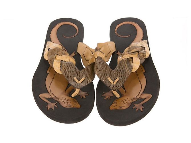 Bottega Veneta Karung Lizard Sandali infradito Marrone Nero Bronzo Caramello - vista 5