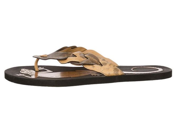 Bottega Veneta Karung Lizard Sandali infradito Marrone Nero Bronzo Caramello - vista 6