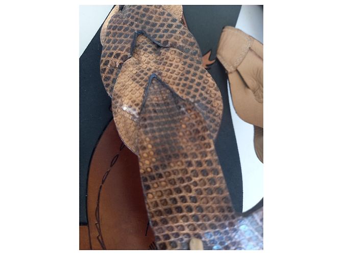 Bottega Veneta Karung Lizard Sandali infradito Marrone Nero Bronzo Caramello - vista 7