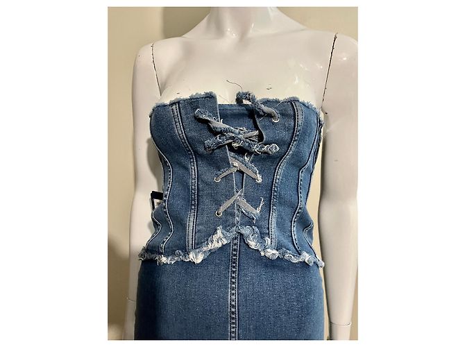 Liu.Jo Stretch-Denim-Korsettkleid Blau - Ansicht 7