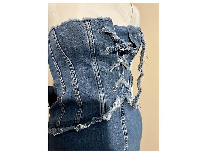 Liu.Jo Stretch-Denim-Korsettkleid Blau - Ansicht 8