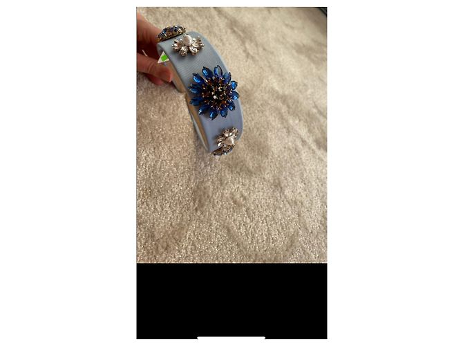 Autre Marque Accessorio per capelli Dolce & Gabbana in seta blu con cristalli - vista 3