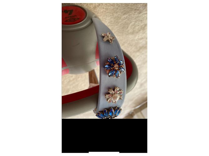 Autre Marque Accessorio per capelli Dolce & Gabbana in seta blu con cristalli - vista 6