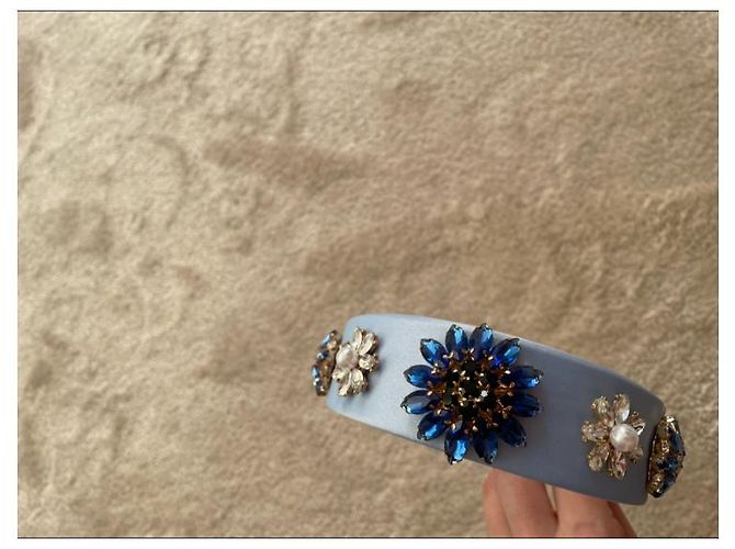 Autre Marque Accessorio per capelli Dolce & Gabbana in seta blu con cristalli - vista 8