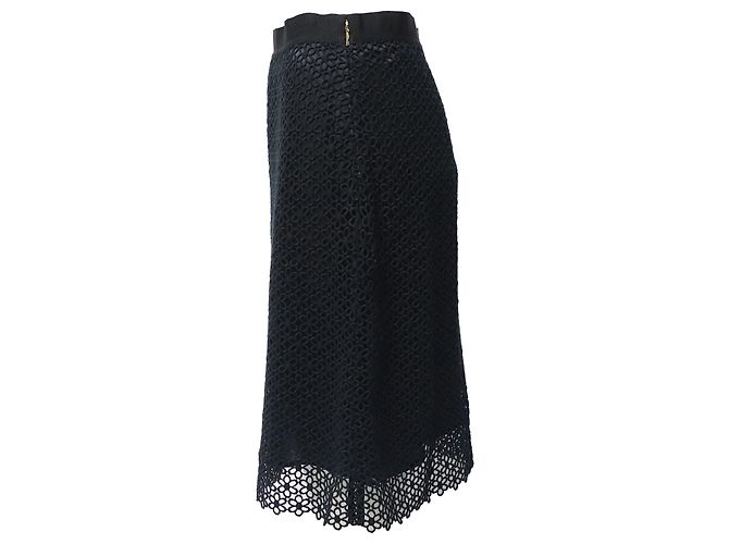 Falda Carolina Herrera de encaje en algodón negro - vista 2