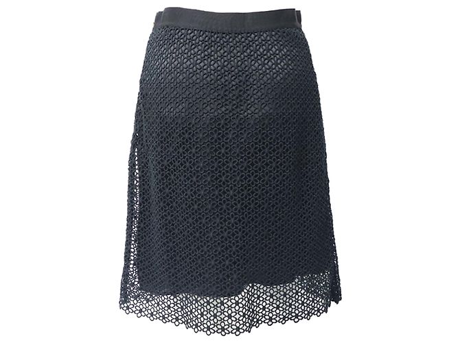 Falda Carolina Herrera de encaje en algodón negro - vista 3