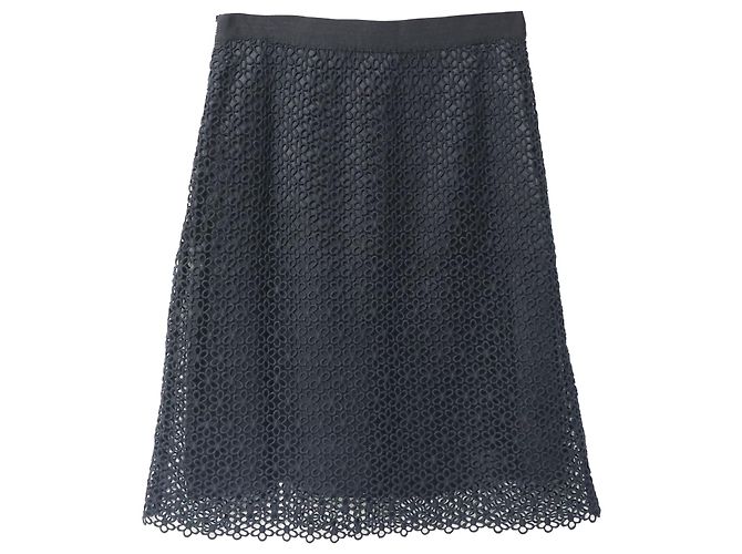 Falda Carolina Herrera de encaje en algodón negro - vista 4