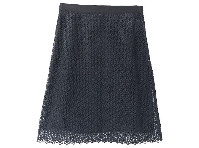 Falda Carolina Herrera de encaje en algodón negro - vista 5