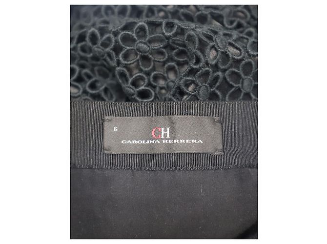 Falda Carolina Herrera de encaje en algodón negro - vista 6