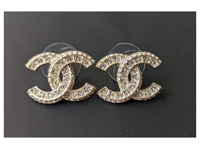 Chanel CC A21V Timeless Crystal Golden Hardware Logo Ohrringe Box - Ansicht 11