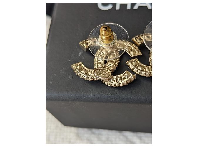Chanel CC A21V Timeless Crystal Golden Hardware Logo Ohrringe Box - Ansicht 12