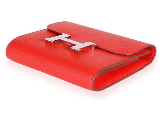 Hermès Hermes Rouge De Coeur Epsom & Rose Sakura Enamel Compact Constance Monedero Phw Roja - vista 2
