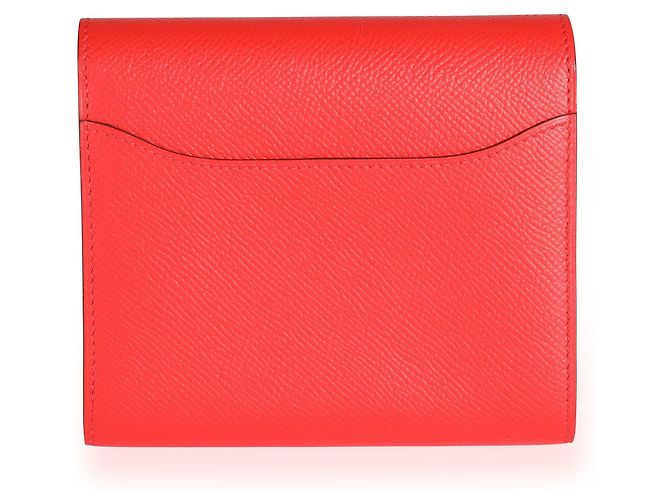 Hermès Hermes Rouge De Coeur Epsom & Rose Sakura Enamel Compact Constance Monedero Phw Roja - vista 5