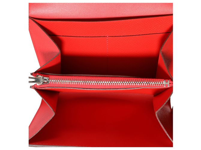Hermès Hermes Rouge De Coeur Epsom & Rose Sakura Enamel Compact Constance Monedero Phw Roja - vista 8