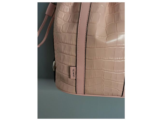 Elsa Sellier Lancel borsa MM ELSA in pelle rosa con stampa coccodrillo - vista 11