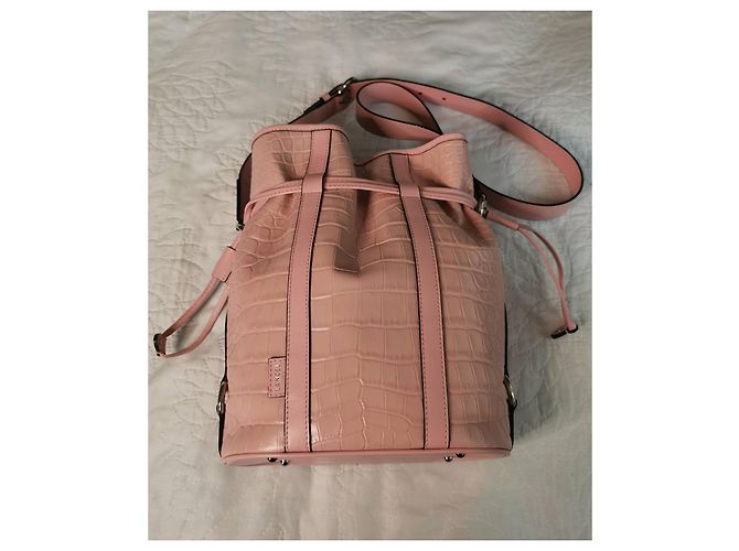 Elsa Sellier Lancel borsa MM ELSA in pelle rosa con stampa coccodrillo - vista 13