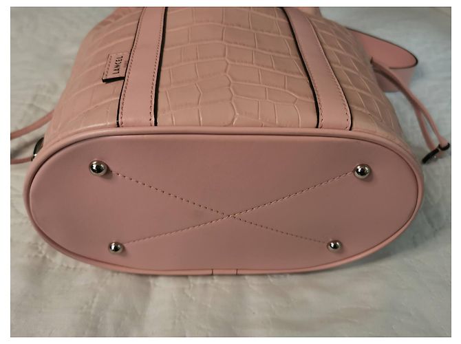 Elsa Sellier Lancel borsa MM ELSA in pelle rosa con stampa coccodrillo - vista 14