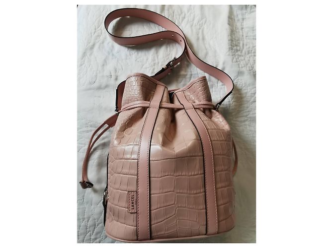 Elsa Sellier Lancel borsa MM ELSA in pelle rosa con stampa coccodrillo - vista 17