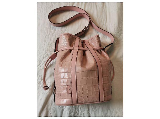 Elsa Sellier Lancel borsa MM ELSA in pelle rosa con stampa coccodrillo - vista 19