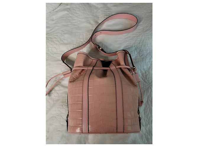 Elsa Sellier Lancel borsa MM ELSA in pelle rosa con stampa coccodrillo - vista 2