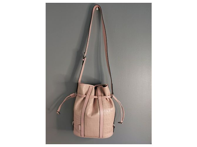 Elsa Sellier Lancel borsa MM ELSA in pelle rosa con stampa coccodrillo - vista 20