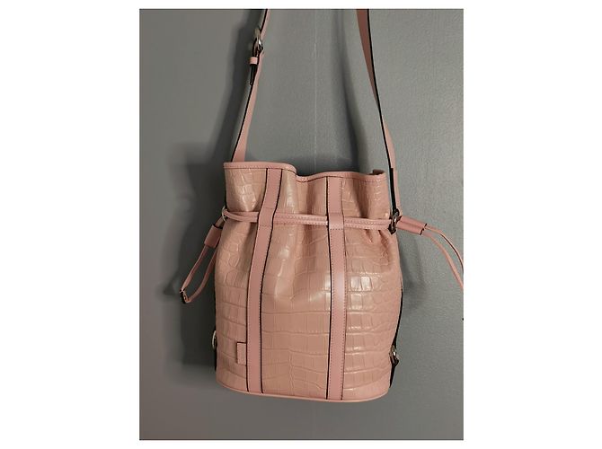 Elsa Sellier Lancel borsa MM ELSA in pelle rosa con stampa coccodrillo - vista 3