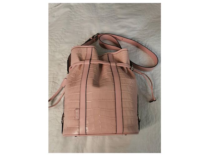 Elsa Sellier Lancel borsa MM ELSA in pelle rosa con stampa coccodrillo - vista 6