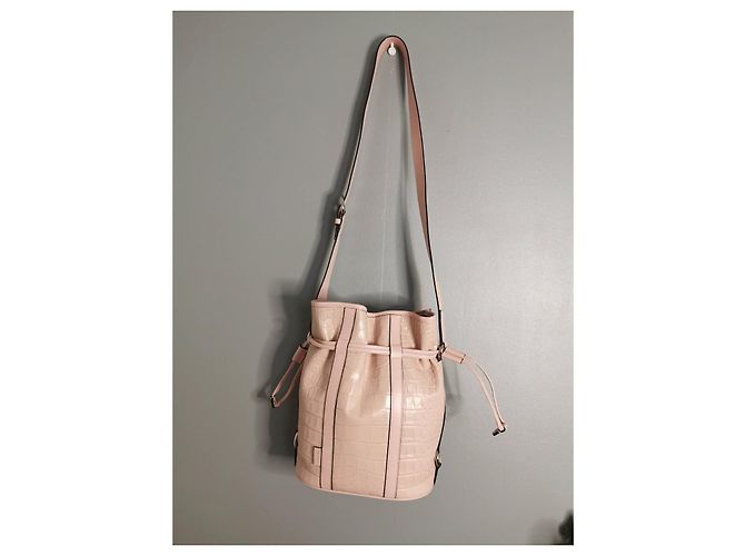 Elsa Sellier Lancel borsa MM ELSA in pelle rosa con stampa coccodrillo - vista 7