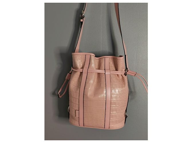Elsa Sellier Lancel borsa MM ELSA in pelle rosa con stampa coccodrillo - vista 8
