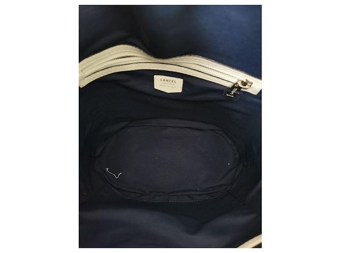 Elsa Sellier Borsa a secchiello Lancel MM ELSA in pelle blu e bianca Bianco Grigio Silver hardware - vista 3