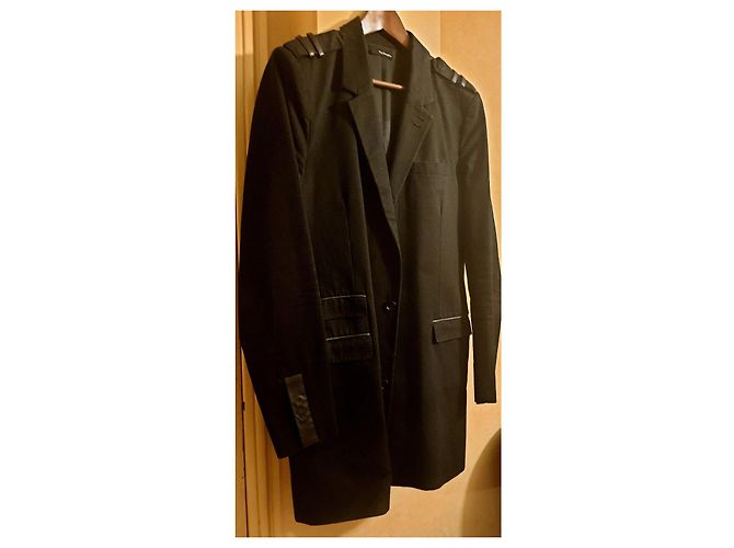 Cappotto nero in pelle e cotone The Kooples - vista 2