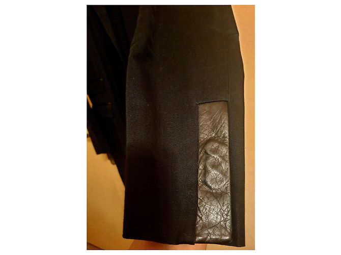 Cappotto nero in pelle e cotone The Kooples - vista 3