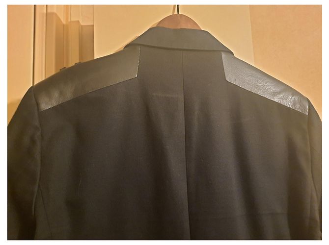 Cappotto nero in pelle e cotone The Kooples - vista 4