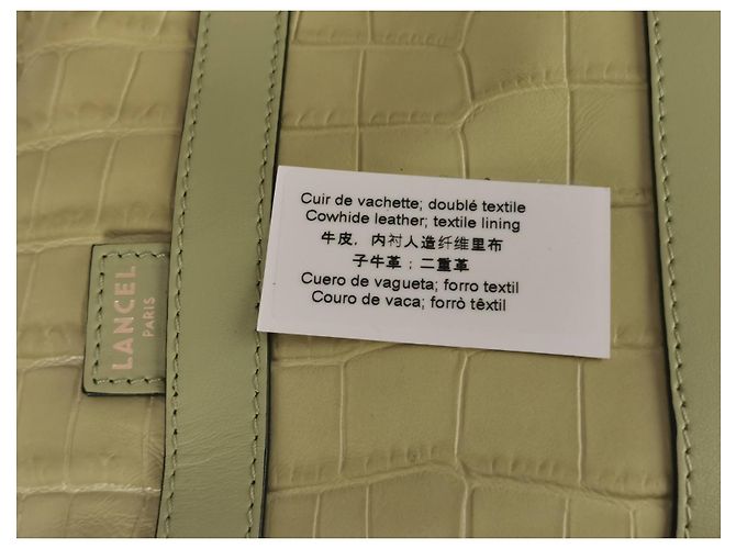 Elsa Sellier Bolsa saco Lancel Elsa PM em couro verde com estampa de crocodilo Verde claro Gold hardware - vista 15