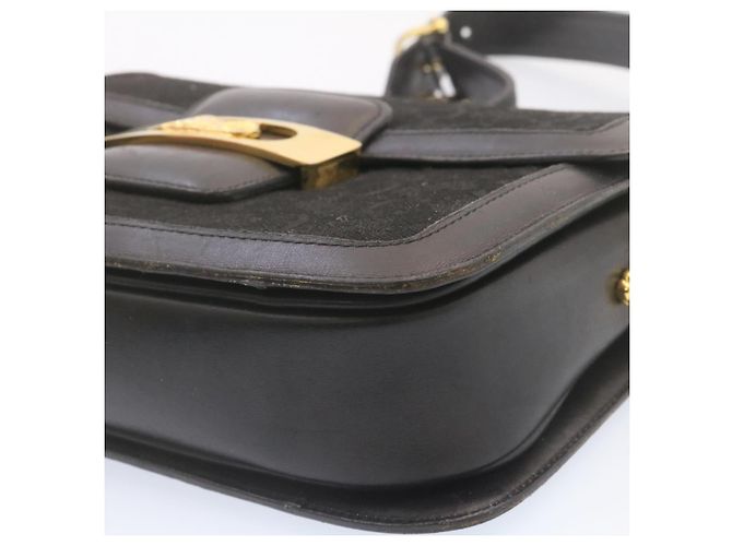 Céline CELINE C Macadam Carrozza Carrozza Borsa A Tracolla Tela Nero Oro Auth am1471g D'oro - vista 14