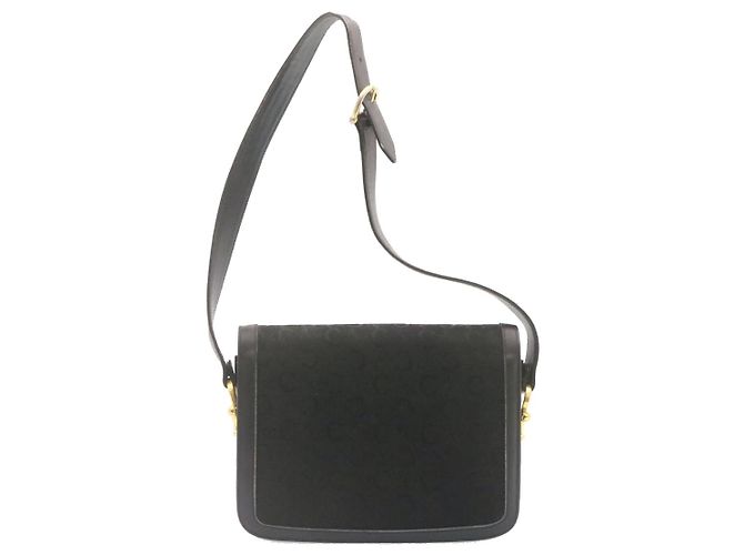 Céline CELINE C Macadam Carrozza Carrozza Borsa A Tracolla Tela Nero Oro Auth am1471g D'oro - vista 2