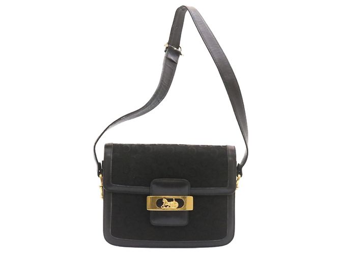 Céline CELINE C Macadam Carrozza Carrozza Borsa A Tracolla Tela Nero Oro Auth am1471g D'oro - vista 20