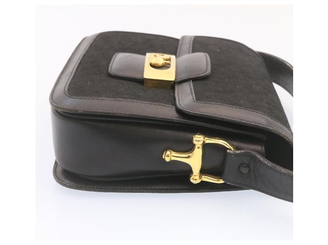 Céline CELINE C Macadam Carrozza Carrozza Borsa A Tracolla Tela Nero Oro Auth am1471g D'oro - vista 4