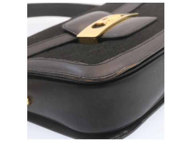Céline CELINE C Macadam Carrozza Carrozza Borsa A Tracolla Tela Nero Oro Auth am1471g D'oro - vista 8