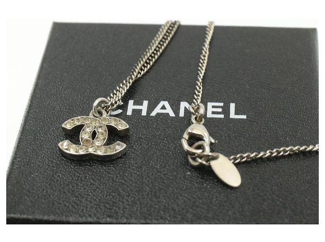 CHANEL Collana con ciondolo COCO Mark Silver CC Auth am163B Argento - vista 2